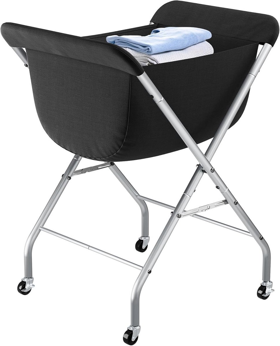 Ronde Wasmand met Wielen en Afneembare Tas 84 cm Hoog