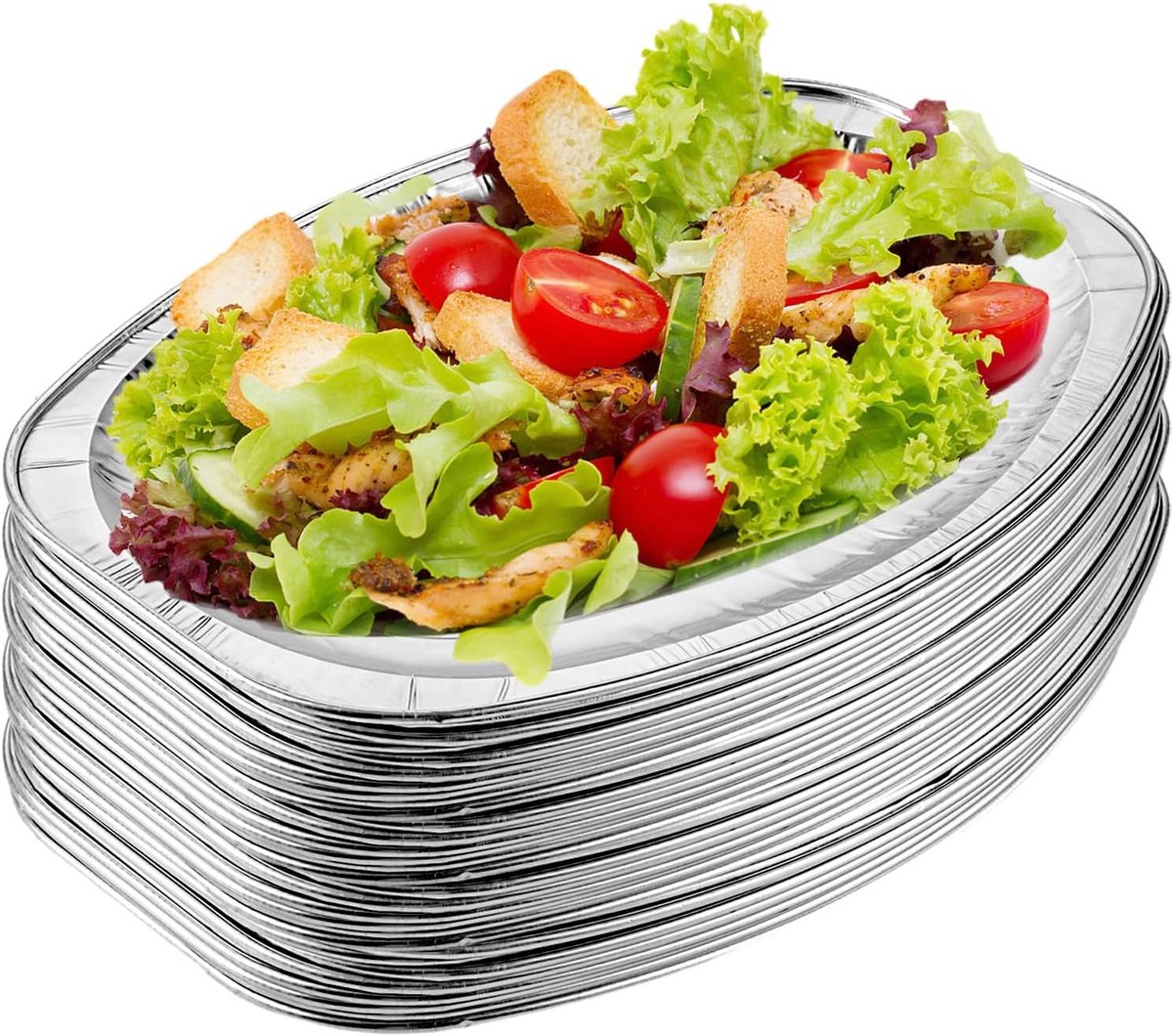 30x Ovale Aluminium Serveerplaten Groot - Wegwerp Dienbladen voor Feest en Catering
