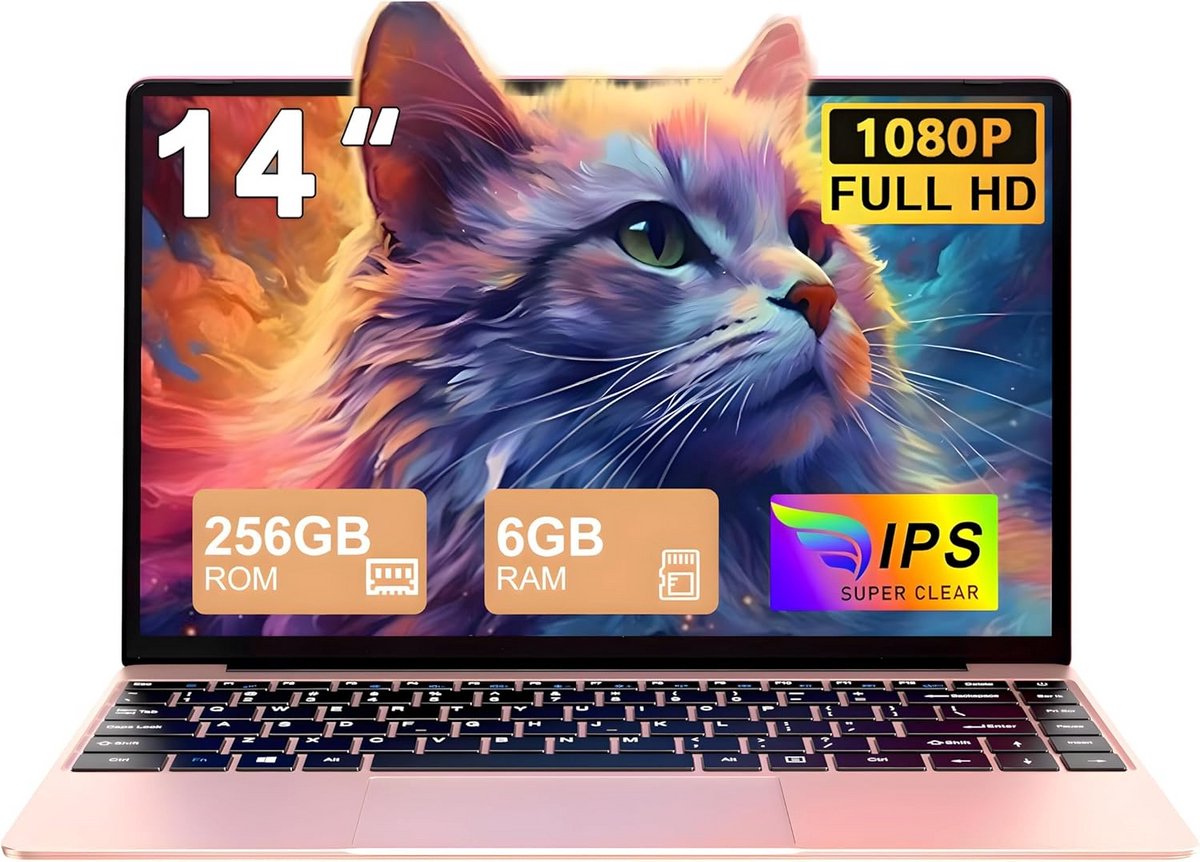 Snelle 14 inch Laptop met Celeron N4020, 256GB SSD en 5G WiFi 6
