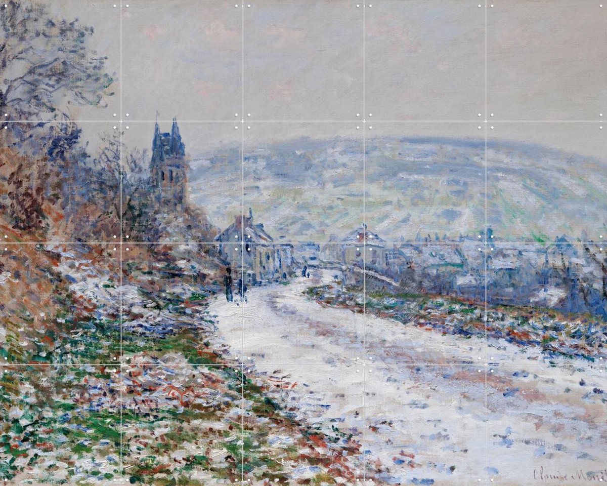 IXXI Entrance to the Village of Vétheuil in Winter, Claude Monet & Museum of Fine Arts Boston - 100 x 80 cm - Gratis ophangtool - Grote wanddecoratie