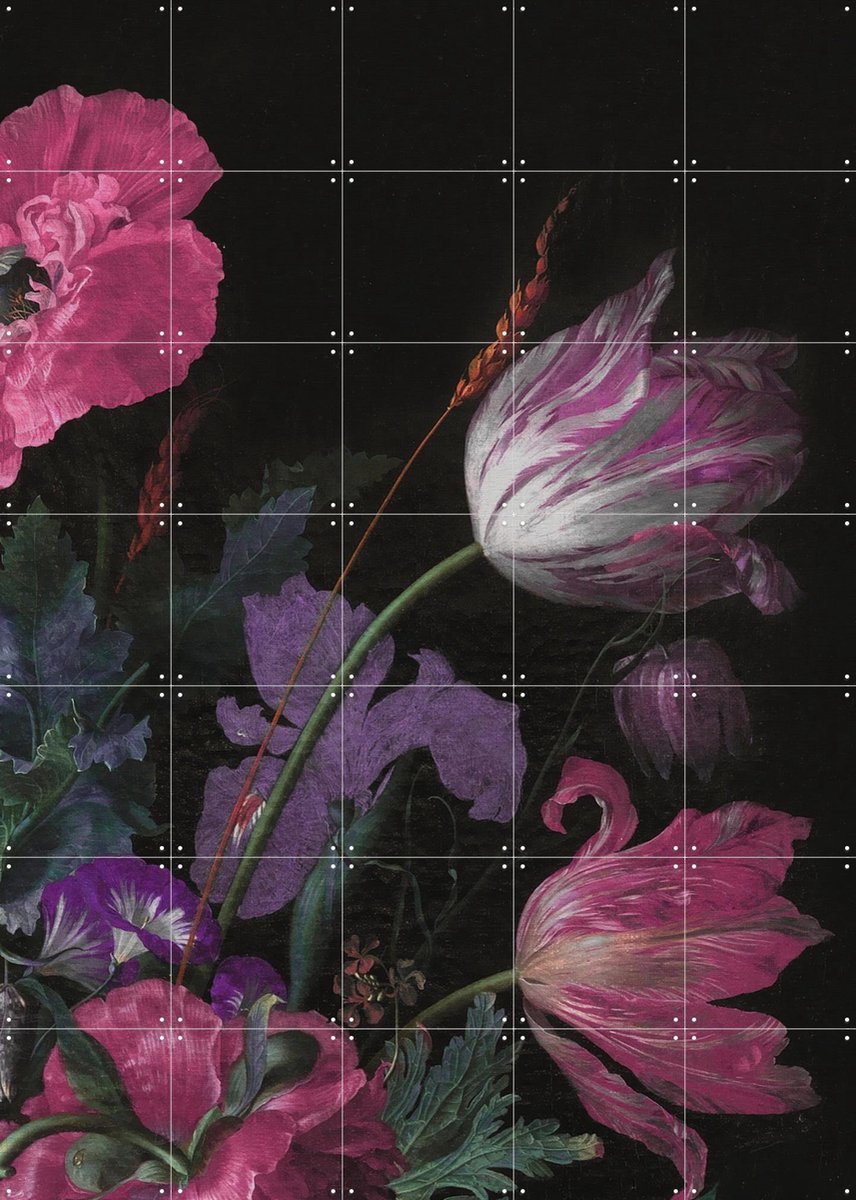 IXXI Golden Age Moody Florals II, Bloomery Decor - 100 x 140 cm - Gratis ophangtool - Grote wanddecoratie en posters - Klassiek, Olieverf, Eetkamer