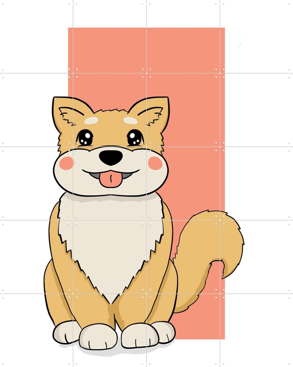 IXXI Shiba Inu, BAINAI - 80 x 100 cm - Gratis ophangtool - Grote wanddecoratie en posters - Cartoonesk, Illustraties, Speels, Kinderkamer, Babykamer