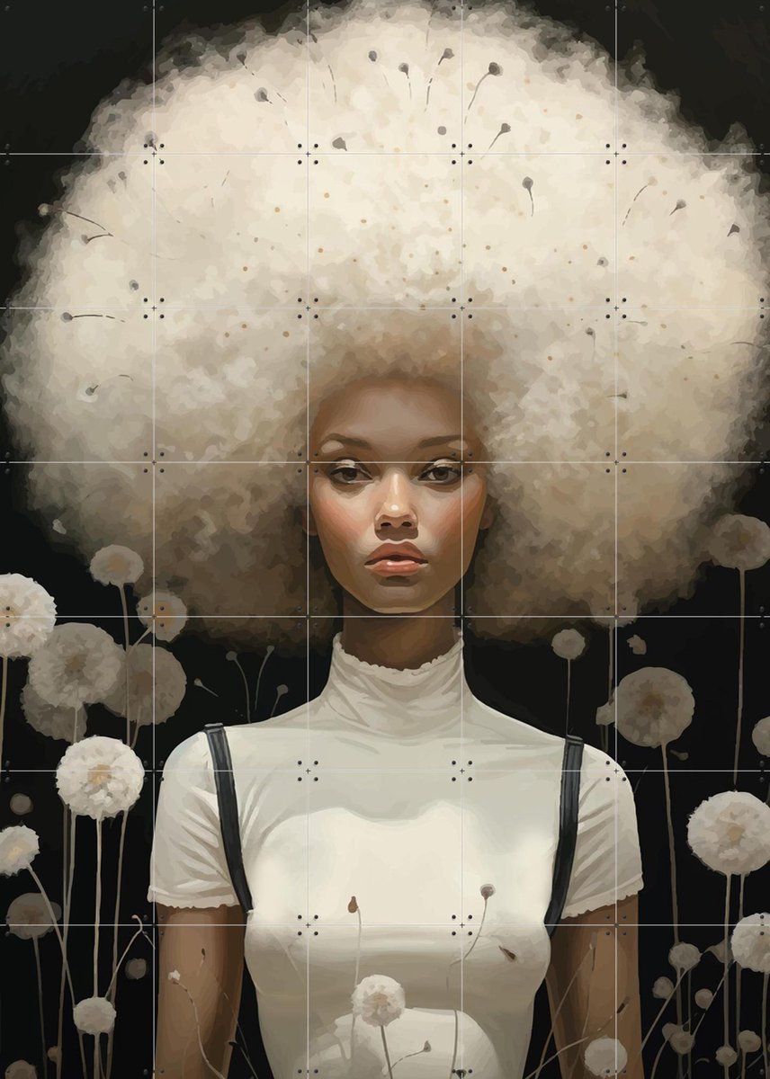 IXXI Dandelion, Mirjam Duizendstra - 100 x 140 cm - Gratis ophangtool - Grote wanddecoratie en posters - Art Nouveau, Digitale Kunst, Speels