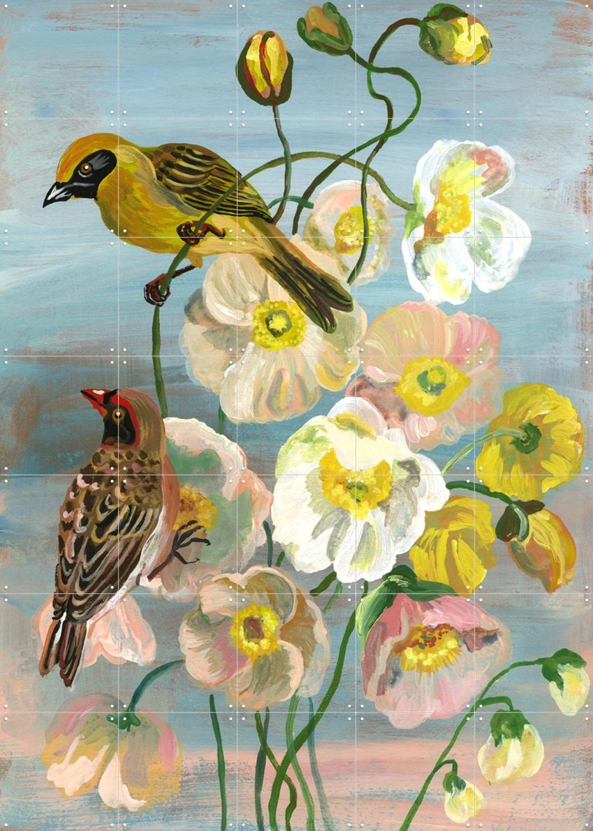 IXXI Couple De Romantiques, Nathalie Lété - 100 x 140 cm - Gratis ophangtool - Grote wanddecoratie en posters - Kleurrijk, Speels, Olieverf