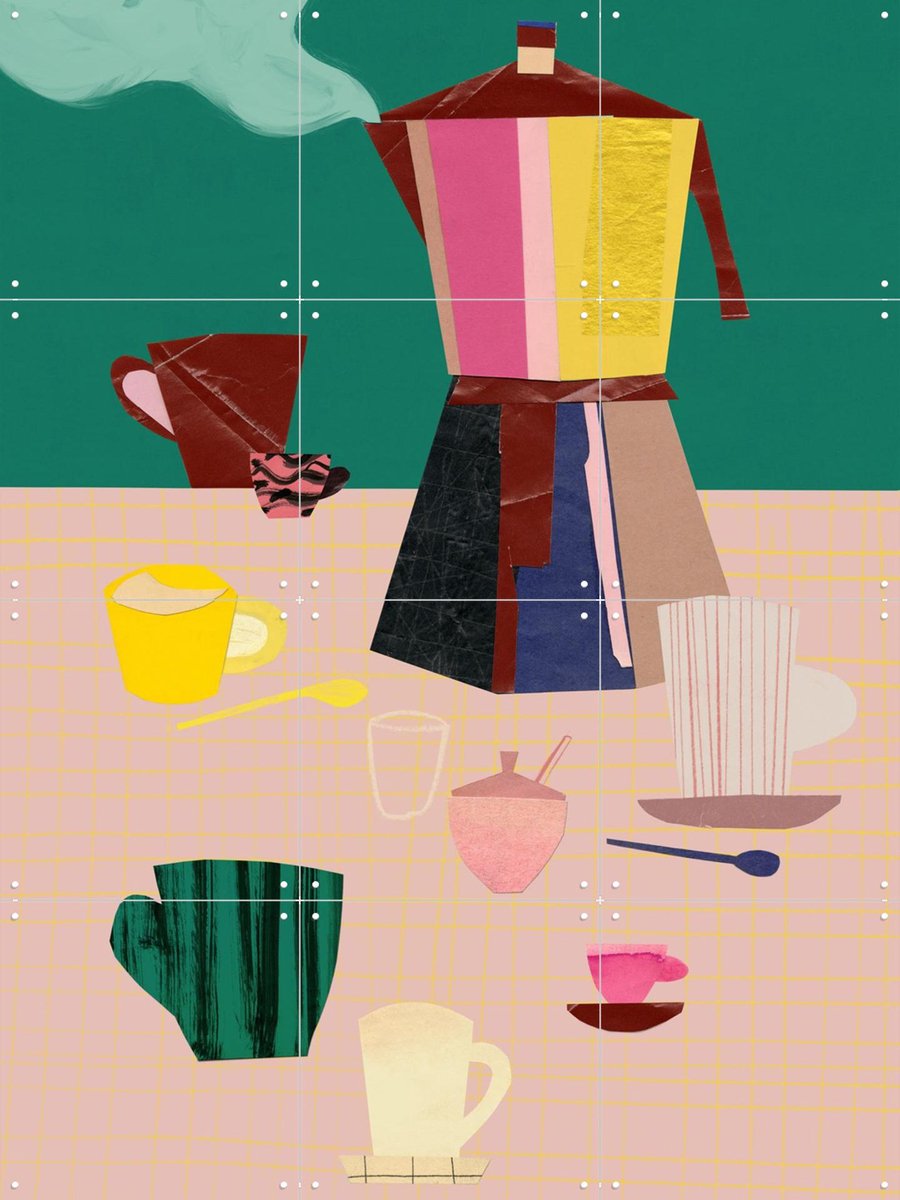 IXXI Espresso 7, Signorinah - 60 x 80 cm - Gratis ophangtool - Grote wanddecoratie en posters - Illustraties, Vintage, Kleurrijk, Eten & Drinken