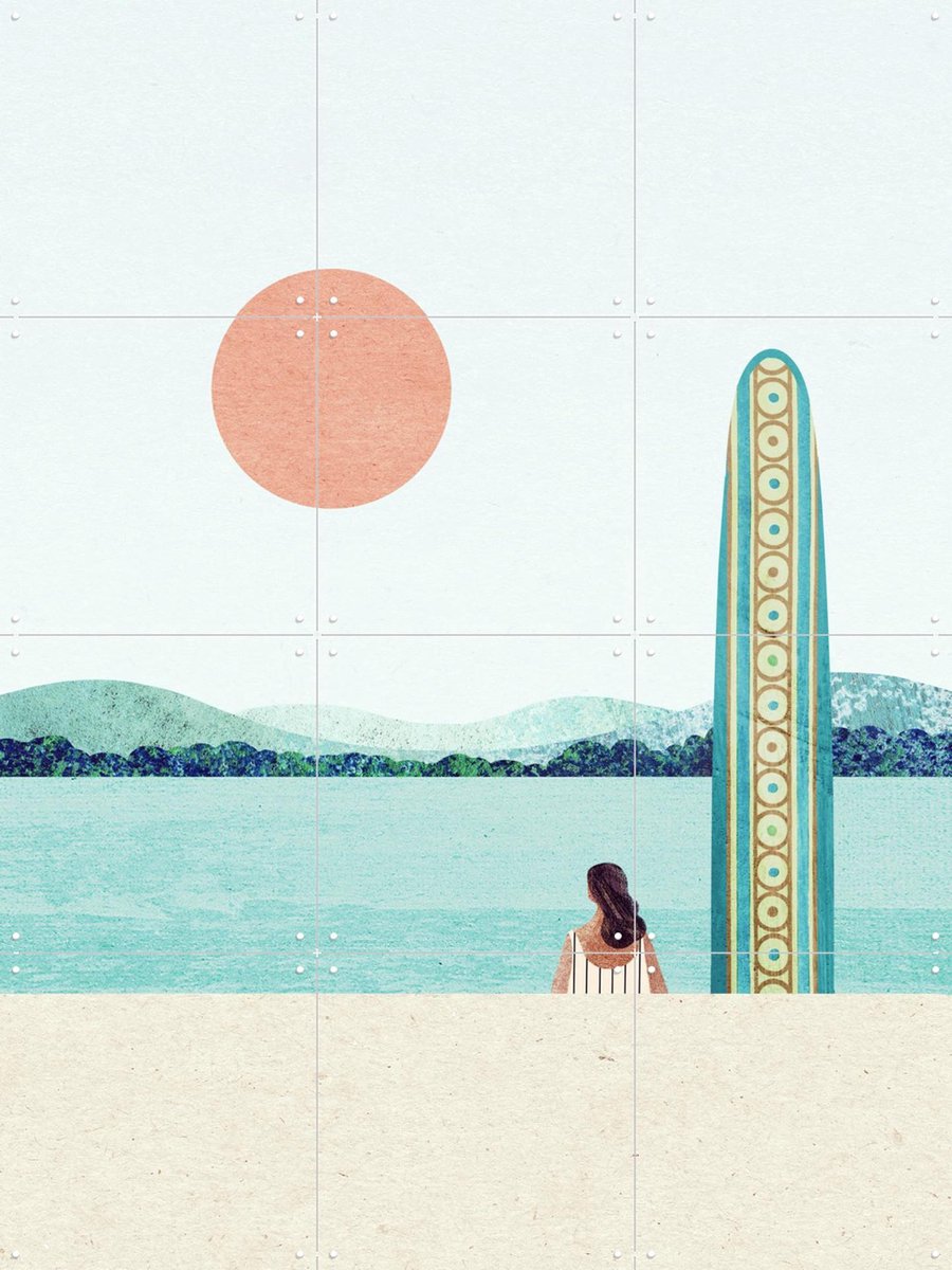 IXXI Waiting for the Wave, Henry Rivers - 60 x 80 cm - Gratis ophangtool - Grote wanddecoratie en posters - Illustraties, Zeelandschappen & Kust
