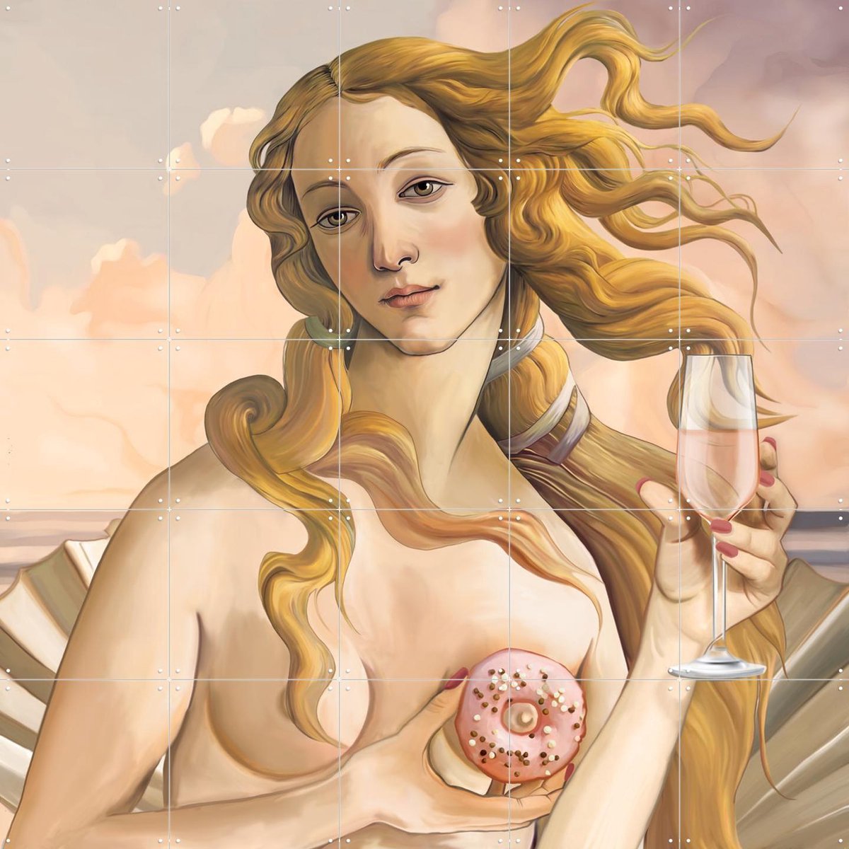 IXXI Birth of Venus, Nettsch - 100 x 100 cm - Gratis ophangtool - Grote wanddecoratie en posters - Kleurrijk, Illustraties, Speels, Pop art, Mancave