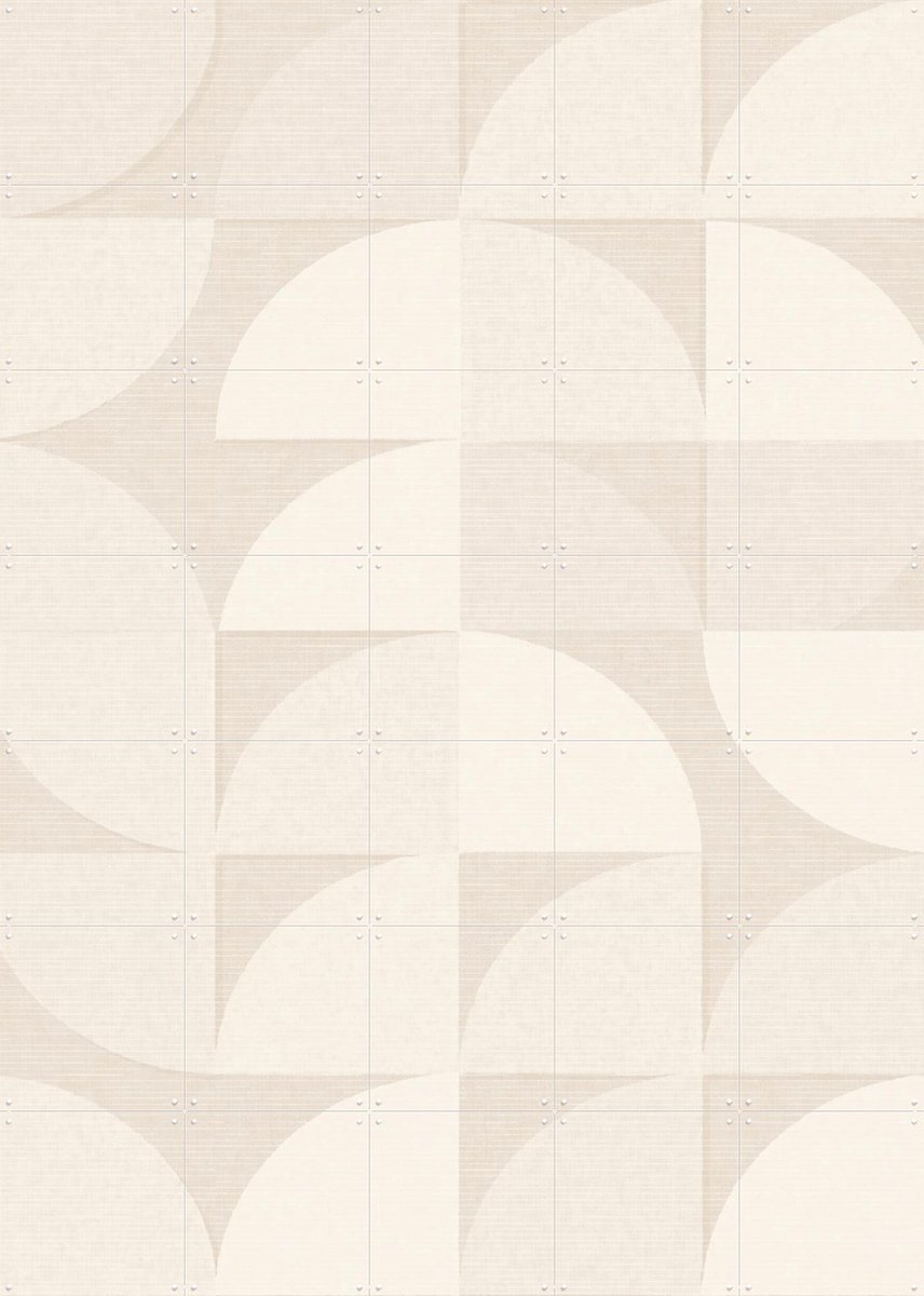 IXXI Mid century retro geometry - ivory, Bloomery Decor - 100 x 140 cm - Gratis ophangtool - Grote wanddecoratie en posters - Geometrische Kunst