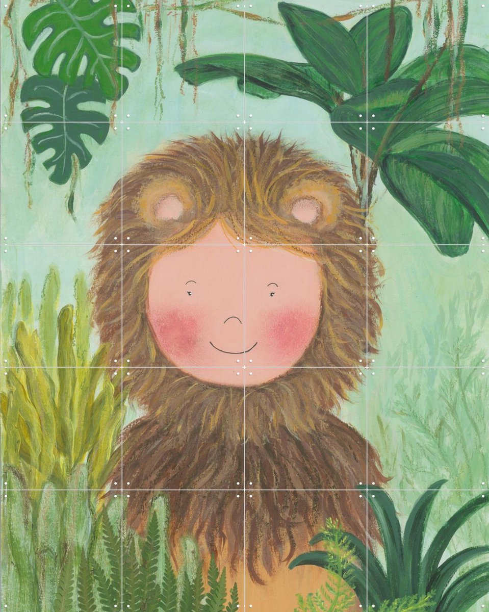 IXXI Leeuwenkind, Desirée van Hattem - 80 x 100 cm - Gratis ophangtool - Grote wanddecoratie en posters - Illustraties, Cartoonesk, Fantasierijk