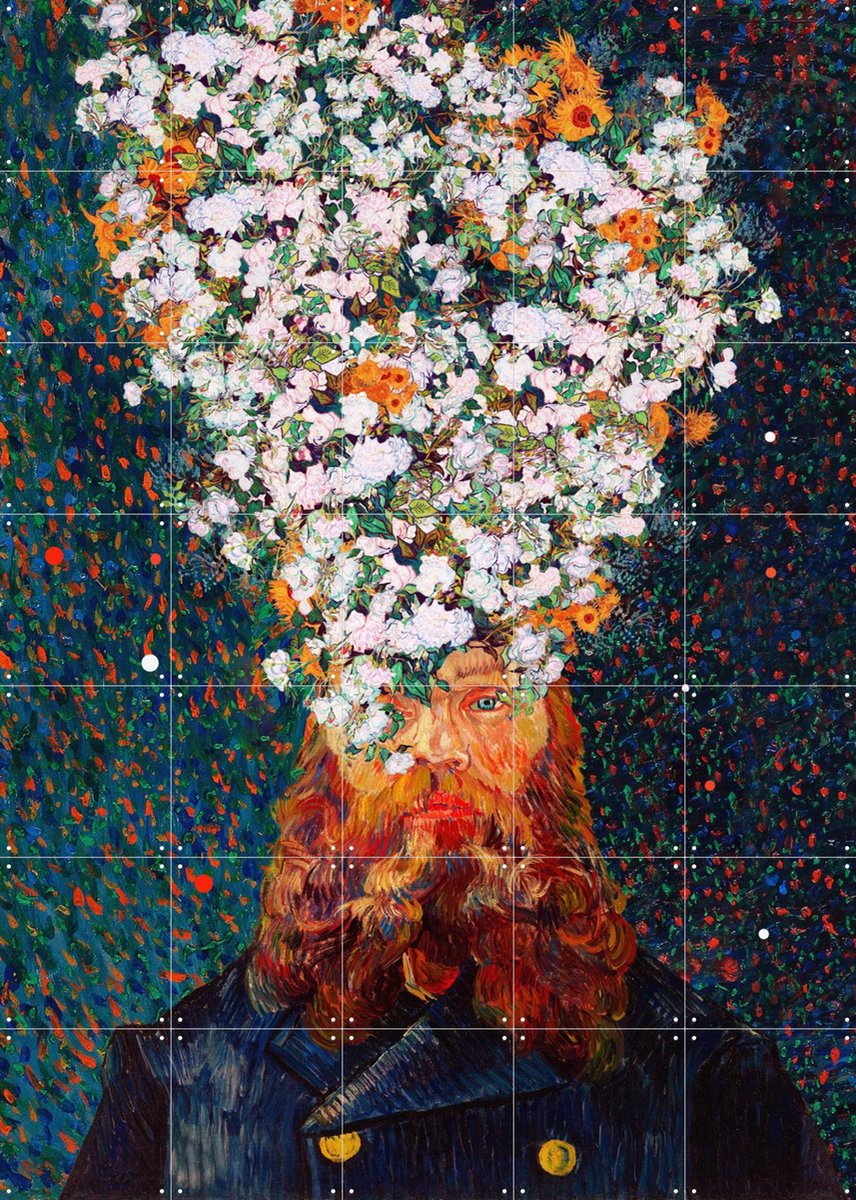IXXI Flower Joseph, Frank Moth & Van Gogh 21st Century - 100 x 140 cm - Gratis ophangtool - Grote wanddecoratie en posters - Gemengde Technieken