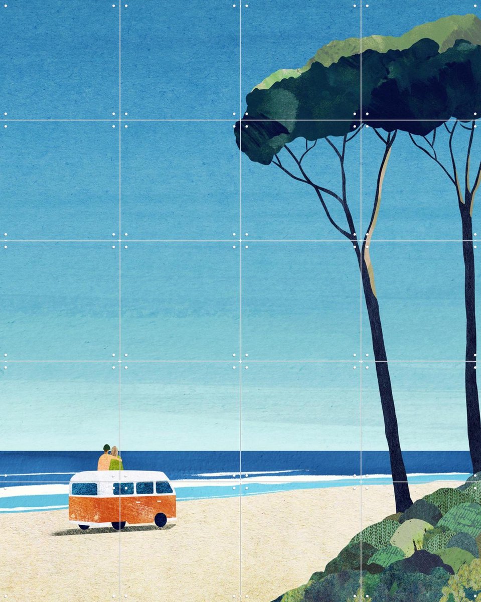 IXXI Van Life III, Henry Rivers - 80 x 100 cm - Gratis ophangtool - Grote wanddecoratie en posters - Speels, Illustraties, Kleurrijk, Grafisch
