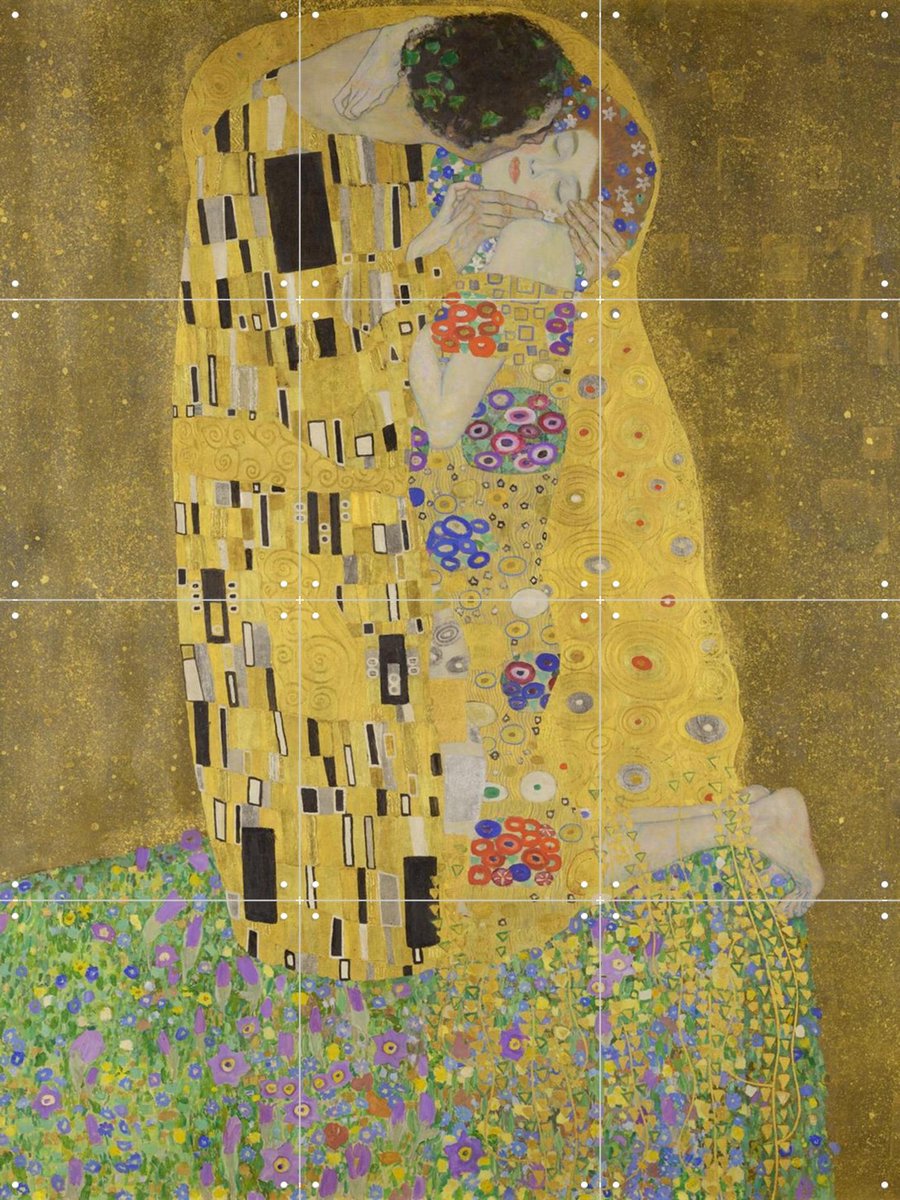 IXXI The Kiss, Gustav Klimt & Bridgeman Images - 60 x 80 cm - Gratis ophangtool - Grote wanddecoratie en posters - Klassiek, Art Nouveau, Olieverf