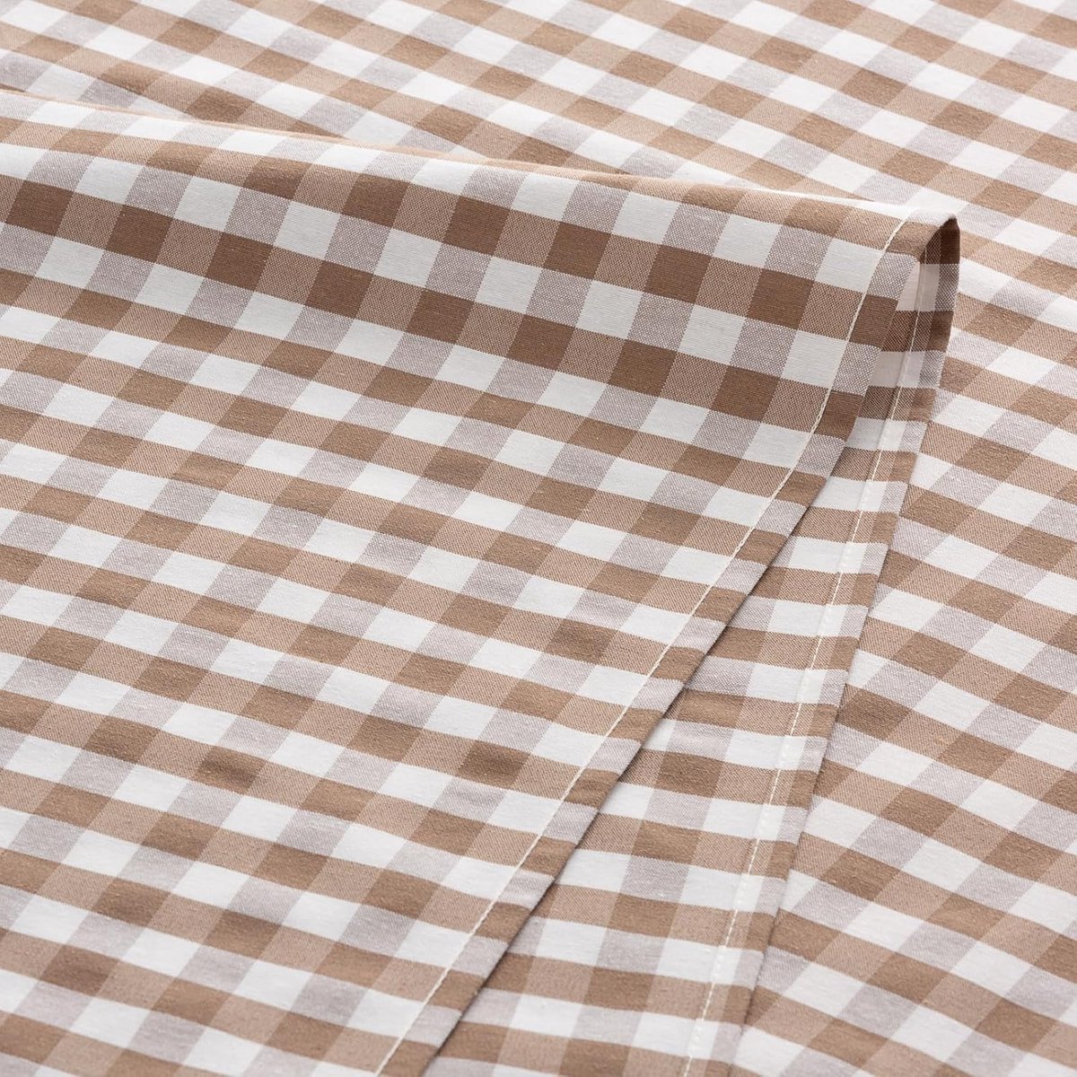 Vlekbestendig Tafelkleed Katoenmix met Gingham Dessin Taupe