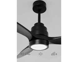 Stil Zwarte Plafondventilator 112 cm met Zwarte Lamp, Draadloze Bediening en Timer