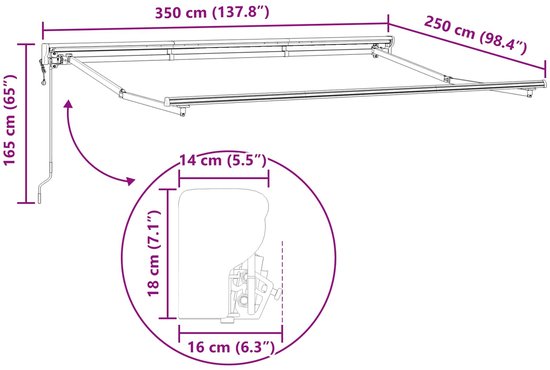 vidaXL - Électrique - Rétractable - Store banne - Anthracite
