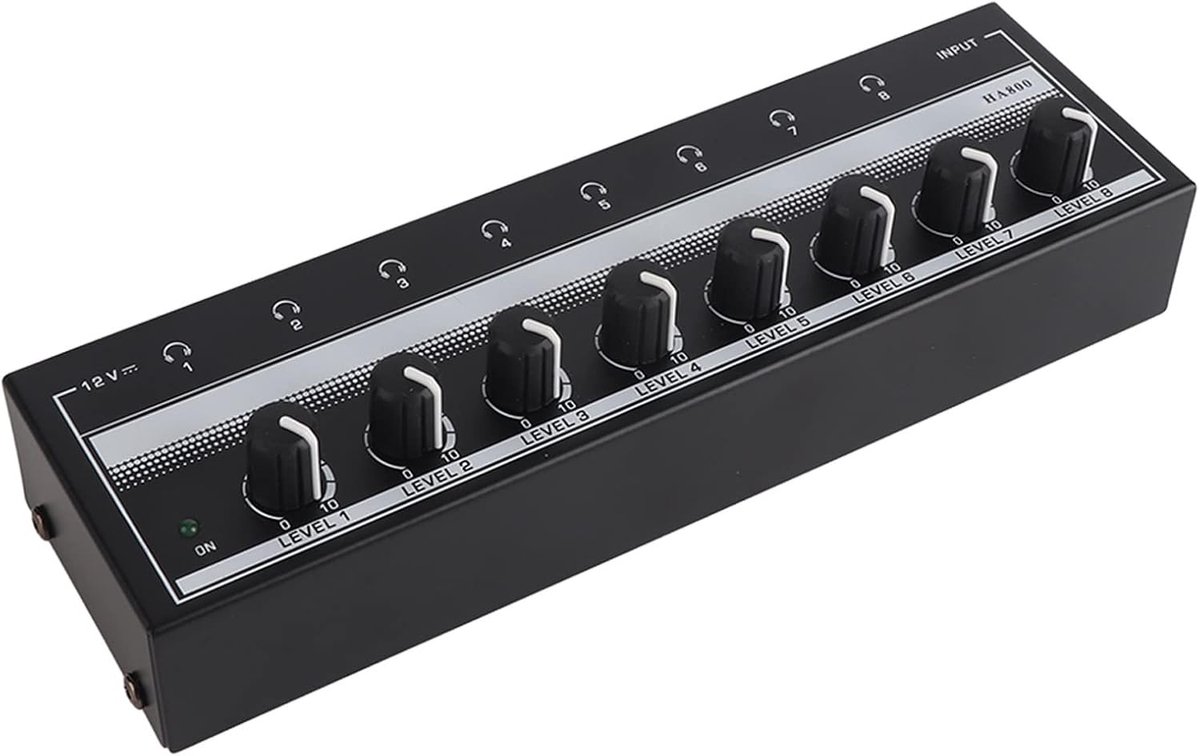 Hoofdtelefoonversterker 8 Kanaals Stereo Mini Versterker voor Studio en Podium