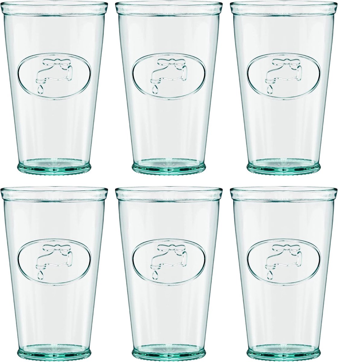 Set van 6 Waterglazen Italiaanse Stijl met Kraanprint - 475 ml