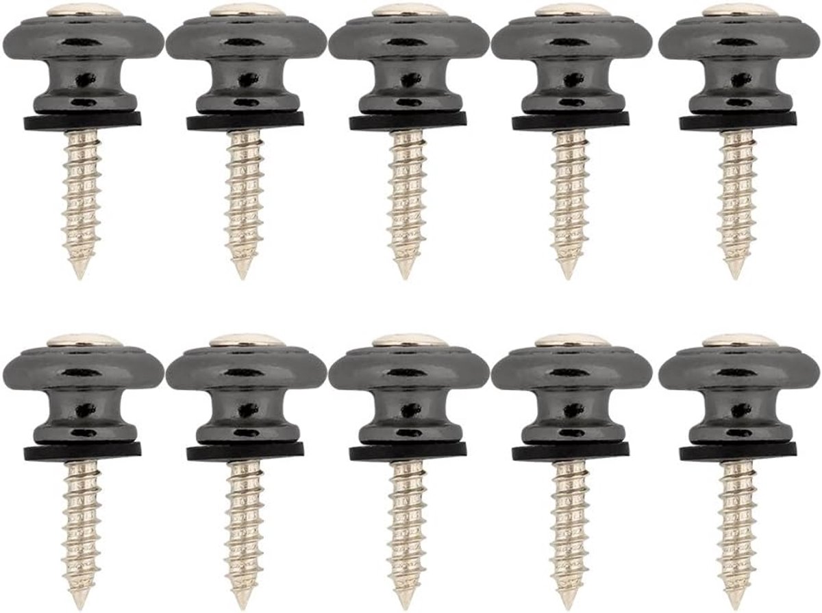 Allecto plus - Gitarrengurt Schloss Metall Pin voor Ukulele E Bas - 10 stuks - Zwart
