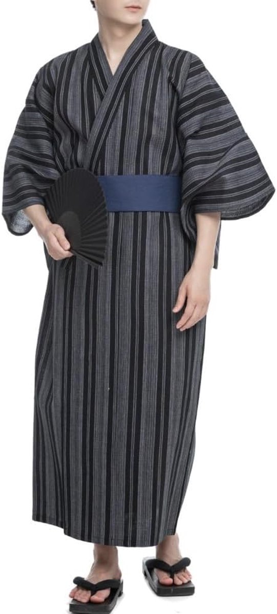 Traditionele Japanse Heren Kimono Yukata Katoenen Baddoek
