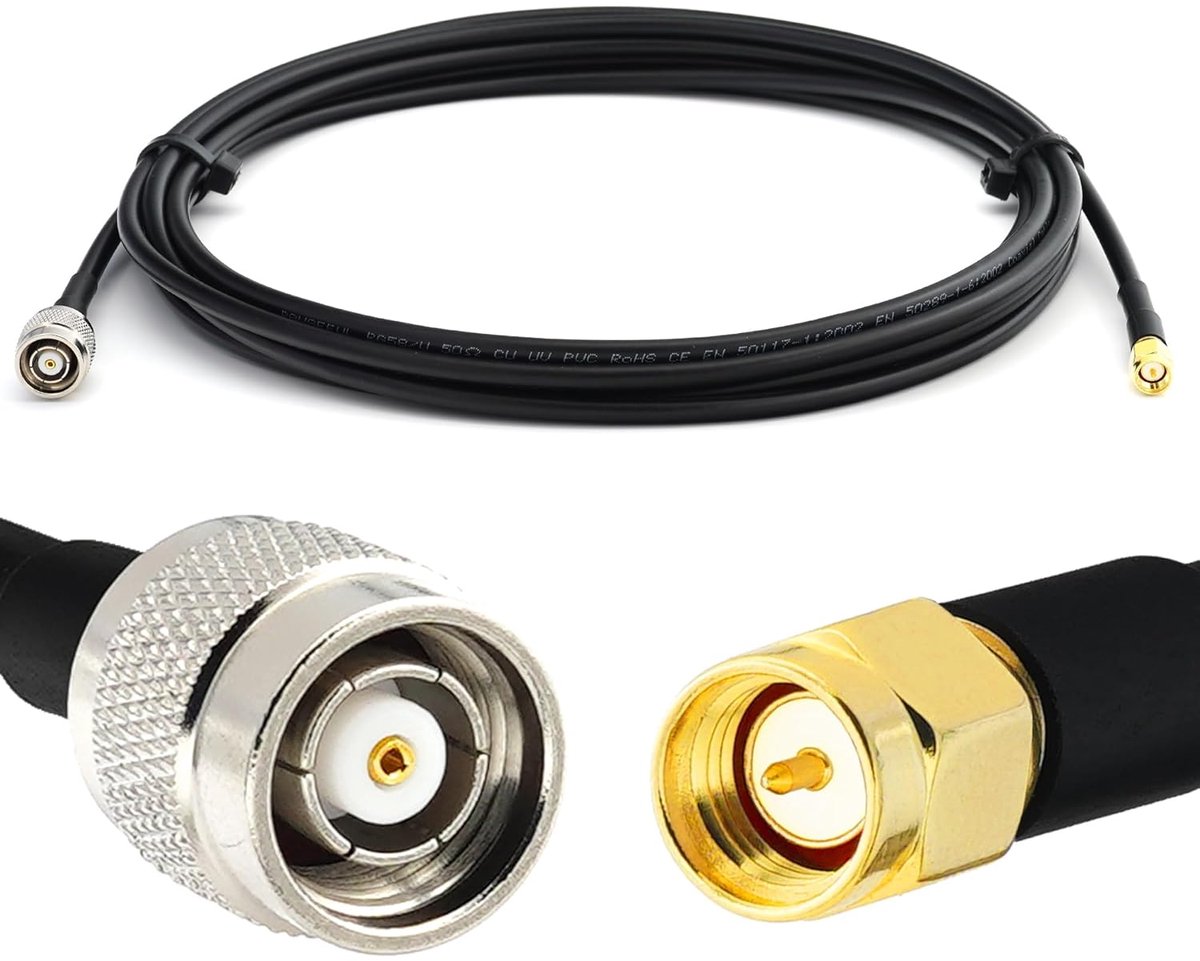 Verlengkabel Coaxiaal - Antenne Router Kabel - Signaal Versterken - Dubbele Afscherming Flexibel - 5 Meter Lengte - Zwart