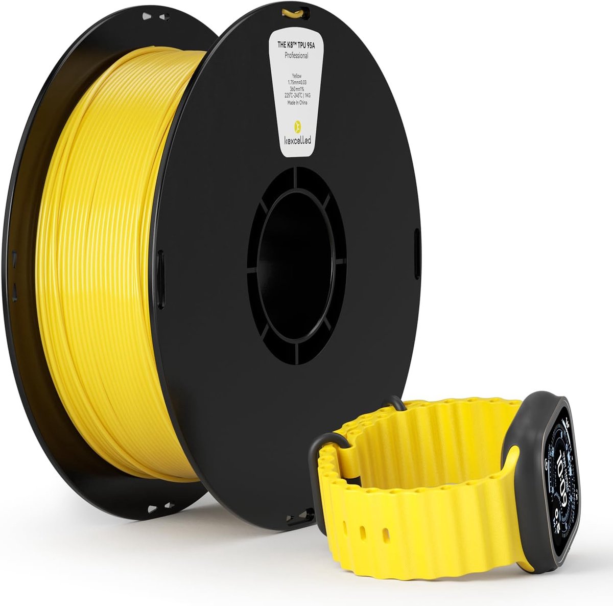 Flexibel 3D Filament - TPU Spoel - 3D Printen - Shore 95A Hardheid - 175 mm 1 kg - Geel