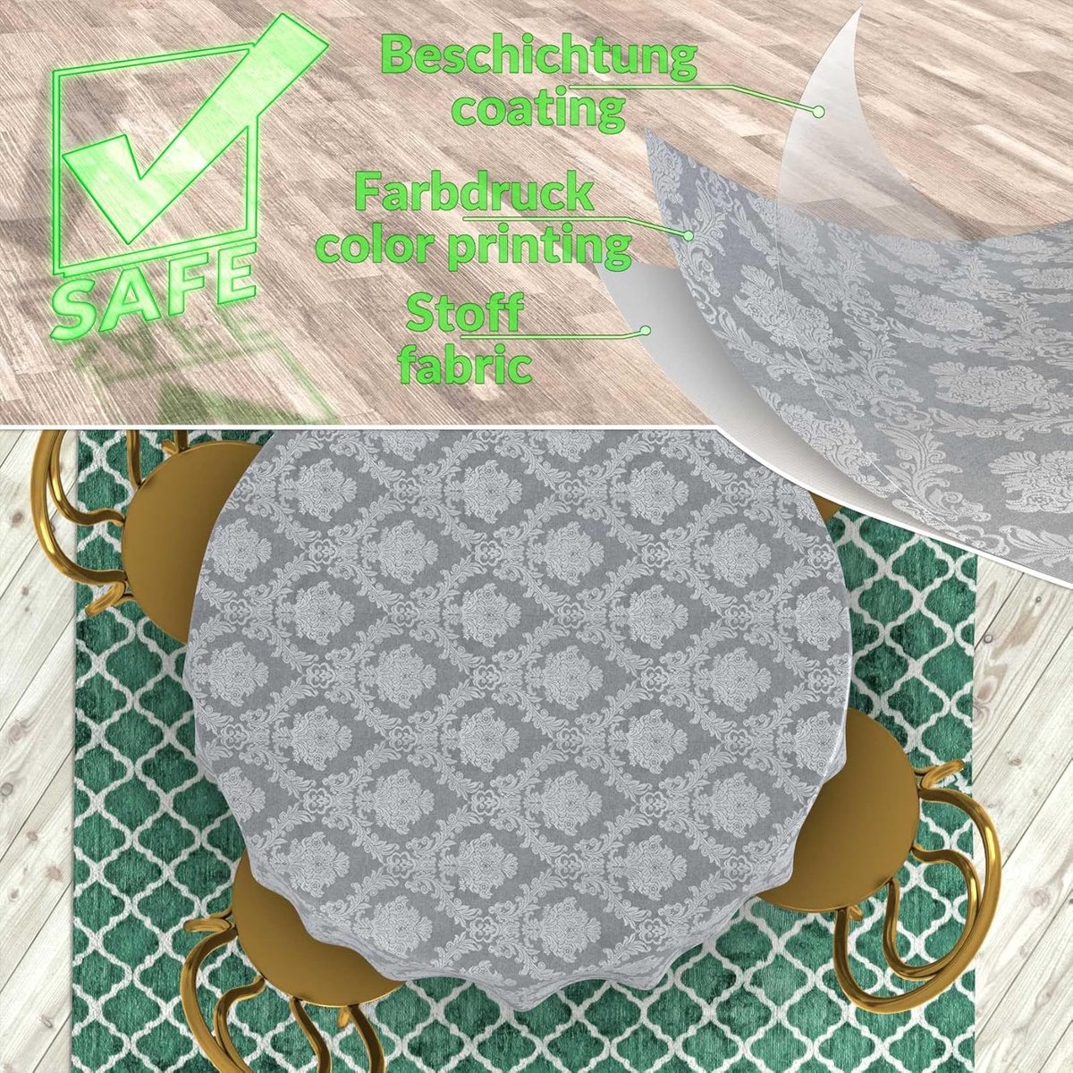 Waterafstotend Kastanjebruin Tafelkleed 120 cm Rond Katoen Polyester Zonder Kreukels