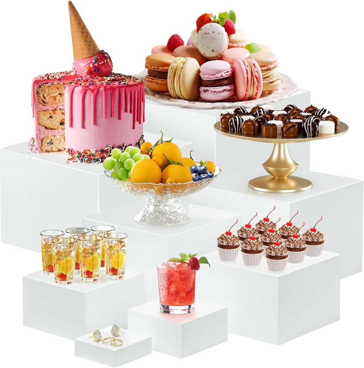 Set van 6 Acryl Taartstandaards voor Buffet en Display