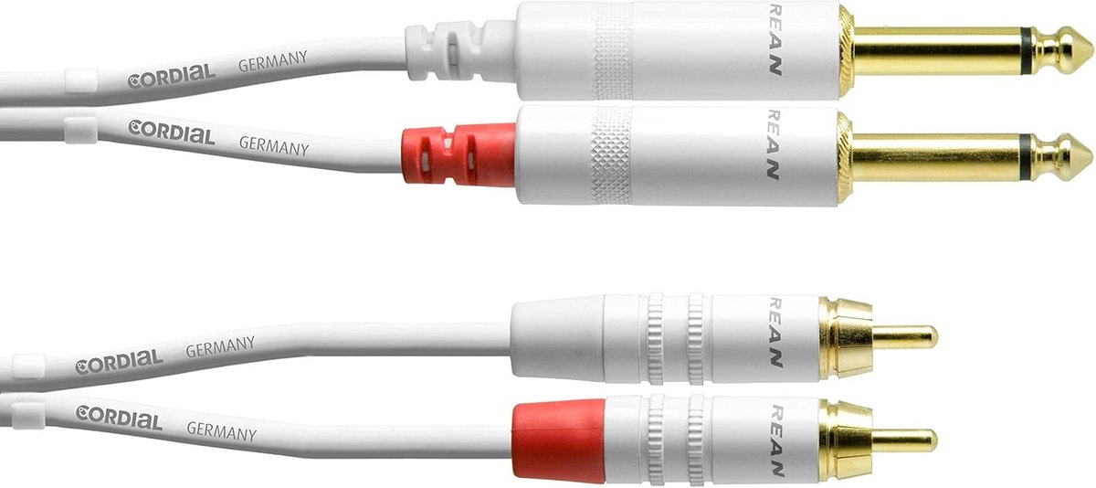 RCA Audiokabel 3 meter Wit met Dubbele Vergrendeling Stereo Kabel