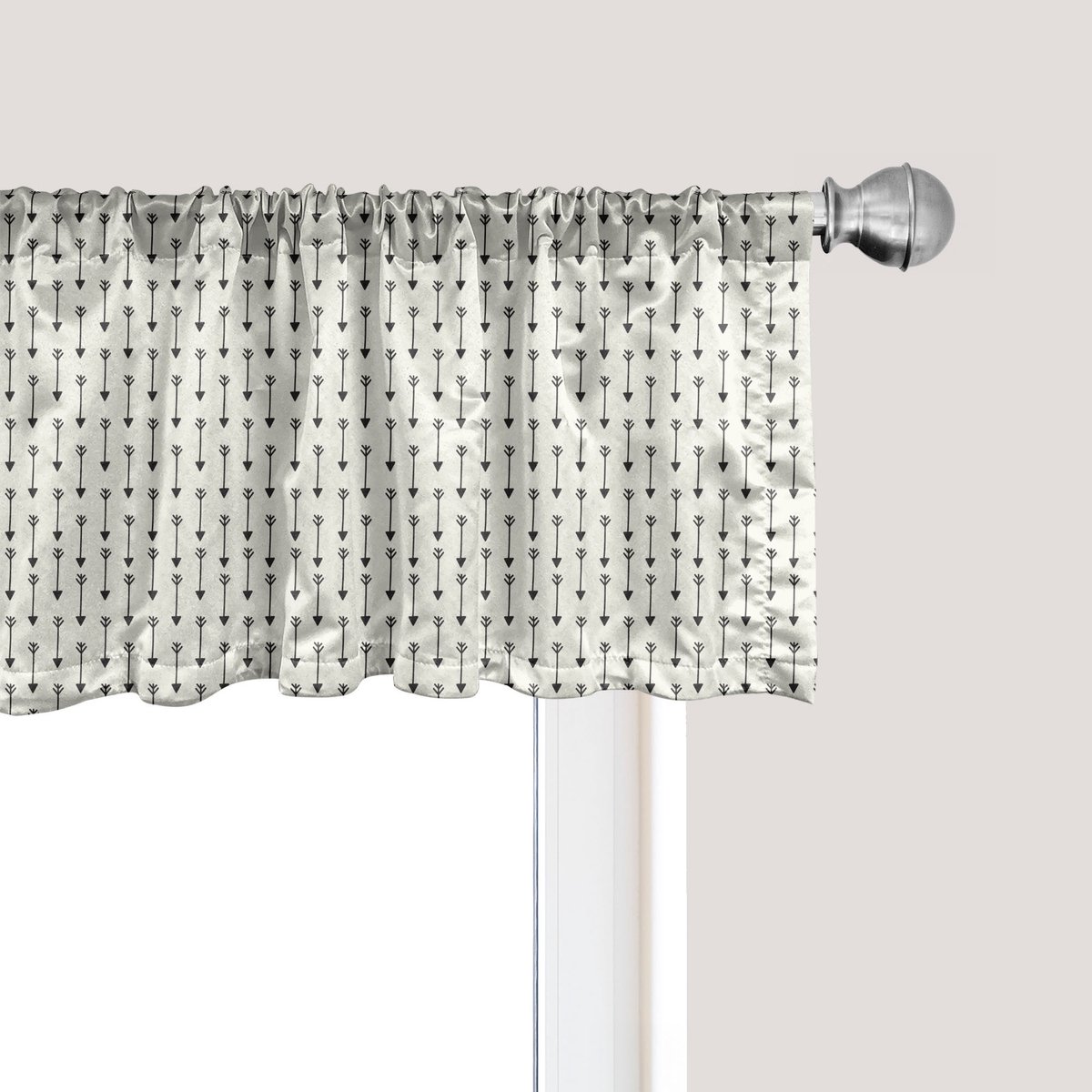 ABAKUHAUS Raamvalletje met pijlenpatroon, gordijnvalletje voor keuken en slaapkamer met tunnelzoom, 137 cm x 45 cm, lichtbeige zwart