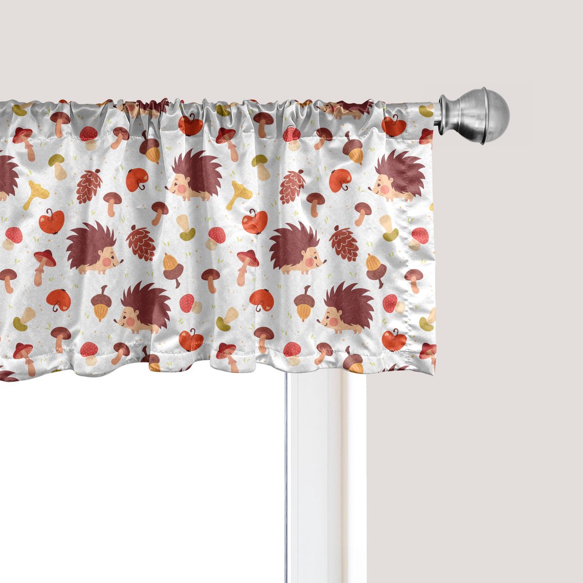 ABAKUHAUS Raamvalletje met paddenstoelmotief, gordijnvalletje voor keuken en slaapkamer met tunnelzoom, 137 cm x 45 cm, veelkleurig