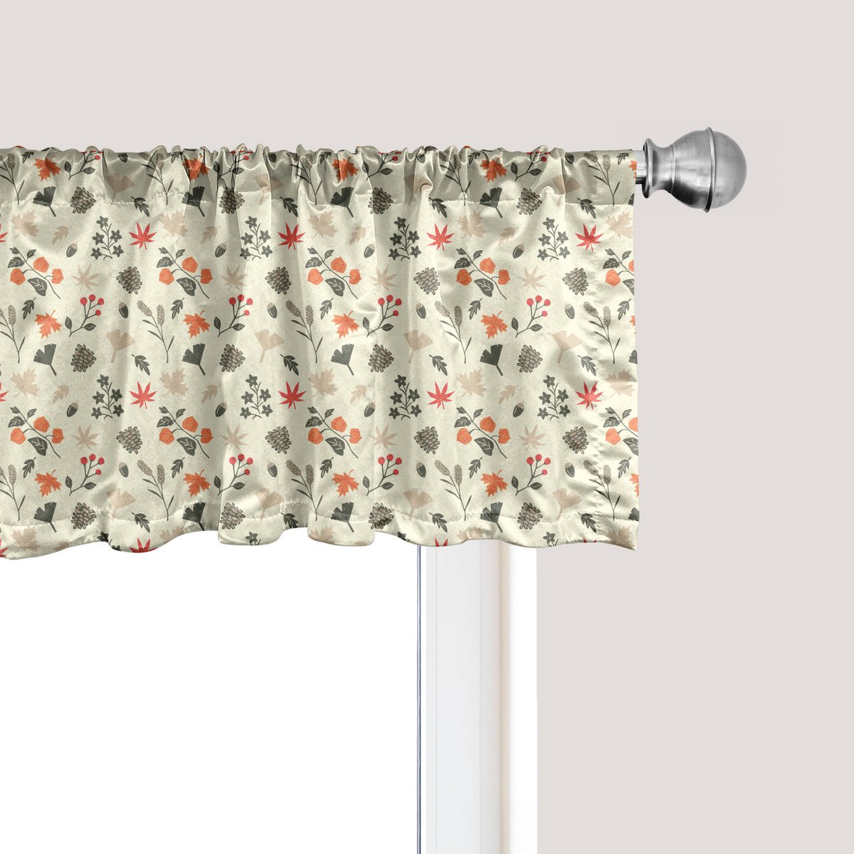 ABAKUHAUS Herfst raamvalletje, gordijnvalletje voor keuken en slaapkamer met tunnelzoom, 137 cm x 45 cm, crème en donker perzik