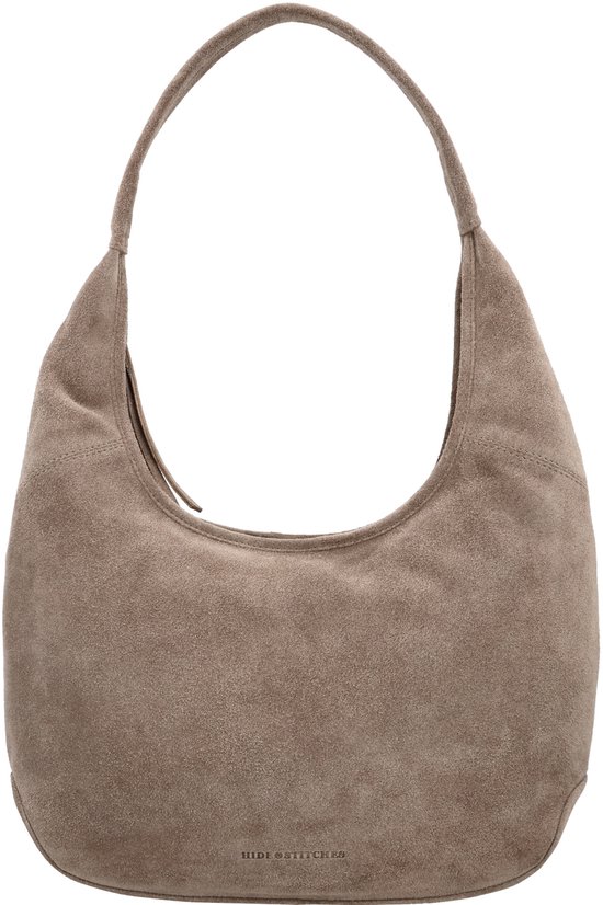 Hide & Stitches Brazos Schoudertas - Buidel - Hobo - Tas - Suede - Leer - Shopper - Leren Dames Tas - Taupe