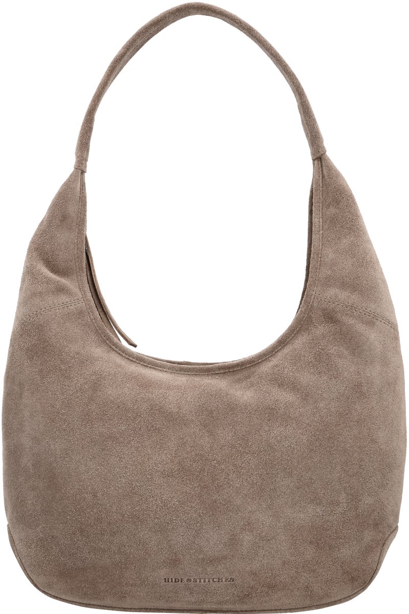 Hide & Stitches Brazos Schoudertas - Buidel - Hobo - Tas - Suede - Leer - Shopper - Leren Dames Tas - Taupe