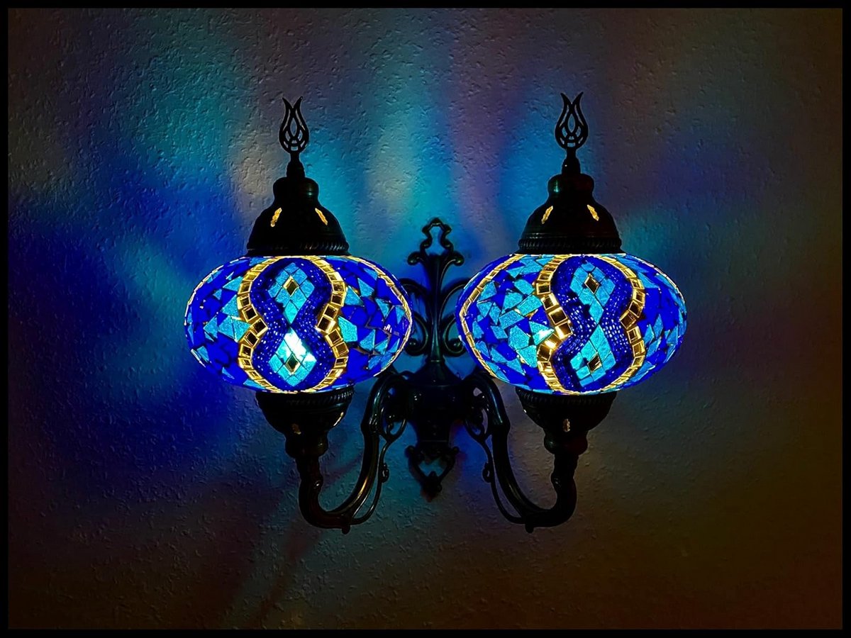 Handgemaakte Dubbele Glazen Mozaïek Wandlamp Oosterse Stijl