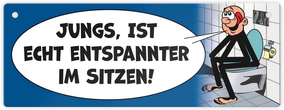 Grappig Toiletbord Zittend Plassen - Humoristisch Gebod voor Heren - Blauw