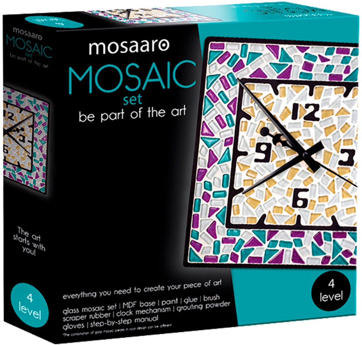 Mosaaro mozaïek klok knutselset vierkant DIY creatief cadeau.