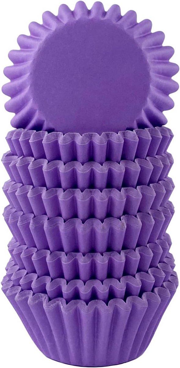 200 Stuks Paarse Papieren Mini Bakvormpjes voor Cupcakes en Muffins Ø32mm