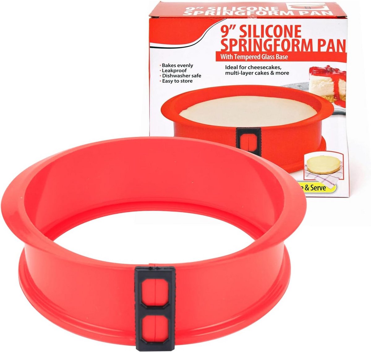 Ronde Siliconen Springvorm 25 cm met Krasbestendige Glazen Bodem