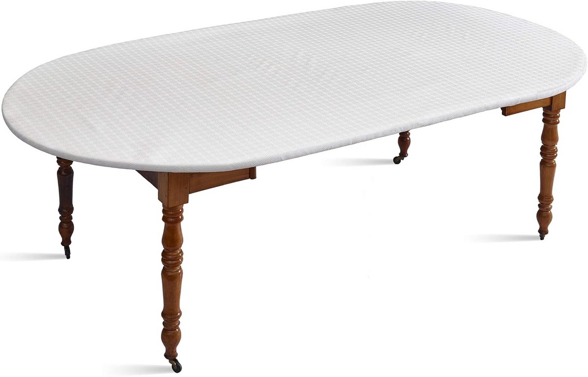 Elastische Tafelbeschermhoes Wit voor Ovale Tafel 230-243 cm