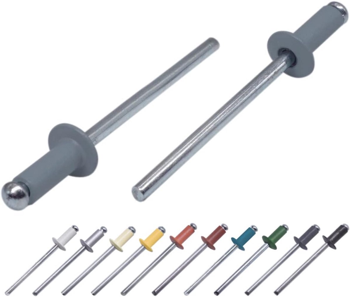 100x Gepoedercoat Blindklinknagels 3.2x8mm - Koppen Rond - Aluminium Klinknagel en Staal Kern