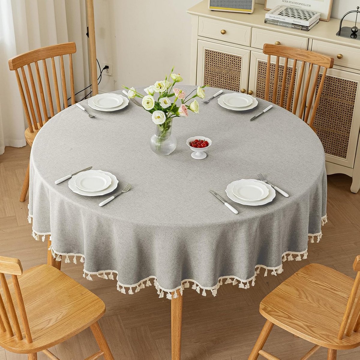 Ronde Tafelkleed Waterdicht en Oliebestendig voor Binnen en Buiten (Diameter 157,5 cm)