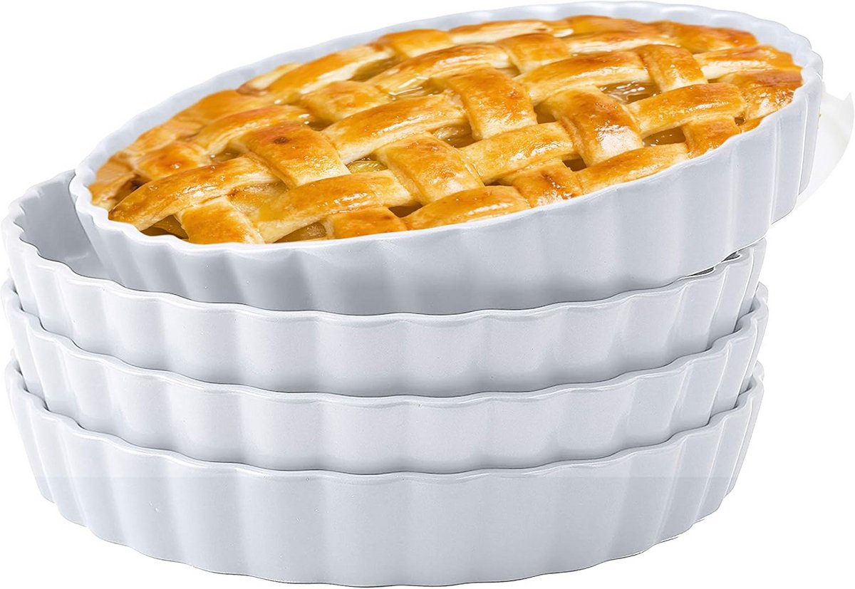 Ovenvaste Bakvormen Set van 4 Matte Keramische Ronde Anrichtingen 25 cm