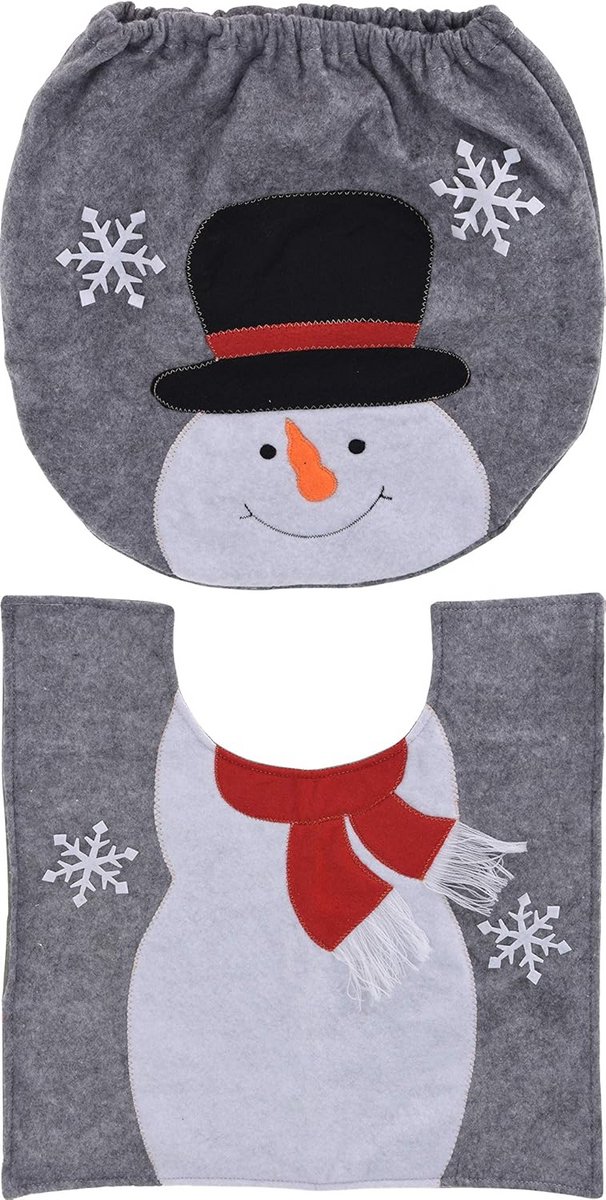 2-delige Kerst Toiletbril Set met Sneeuwman Design
