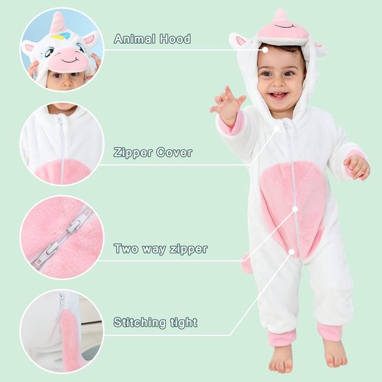 Warme Gevoerde Baby Jumpsuit met Capuchon voor Jongens en Meisjes van Merkloos — afbeelding 4