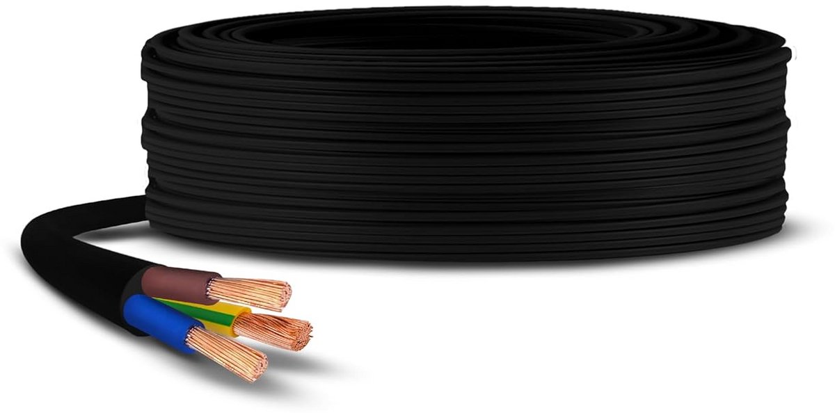Ronde Zwarte Flexibele Installatiekabel 0.75 mm Stroomkabel Keuzelengtes
