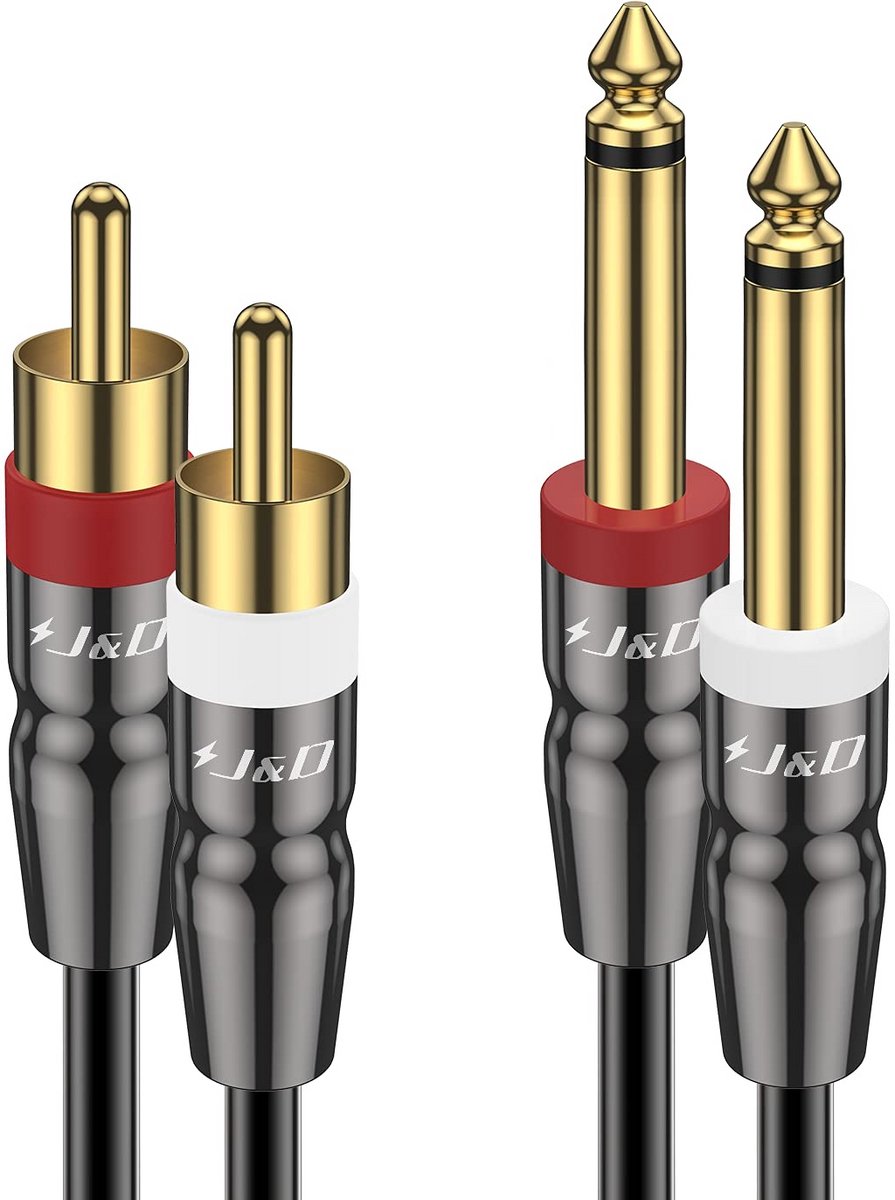 Dubbele 1/4 Inch TS naar Dubbele RCA Audiokabel Stereo Interconnect Splitter 1.8 Meter