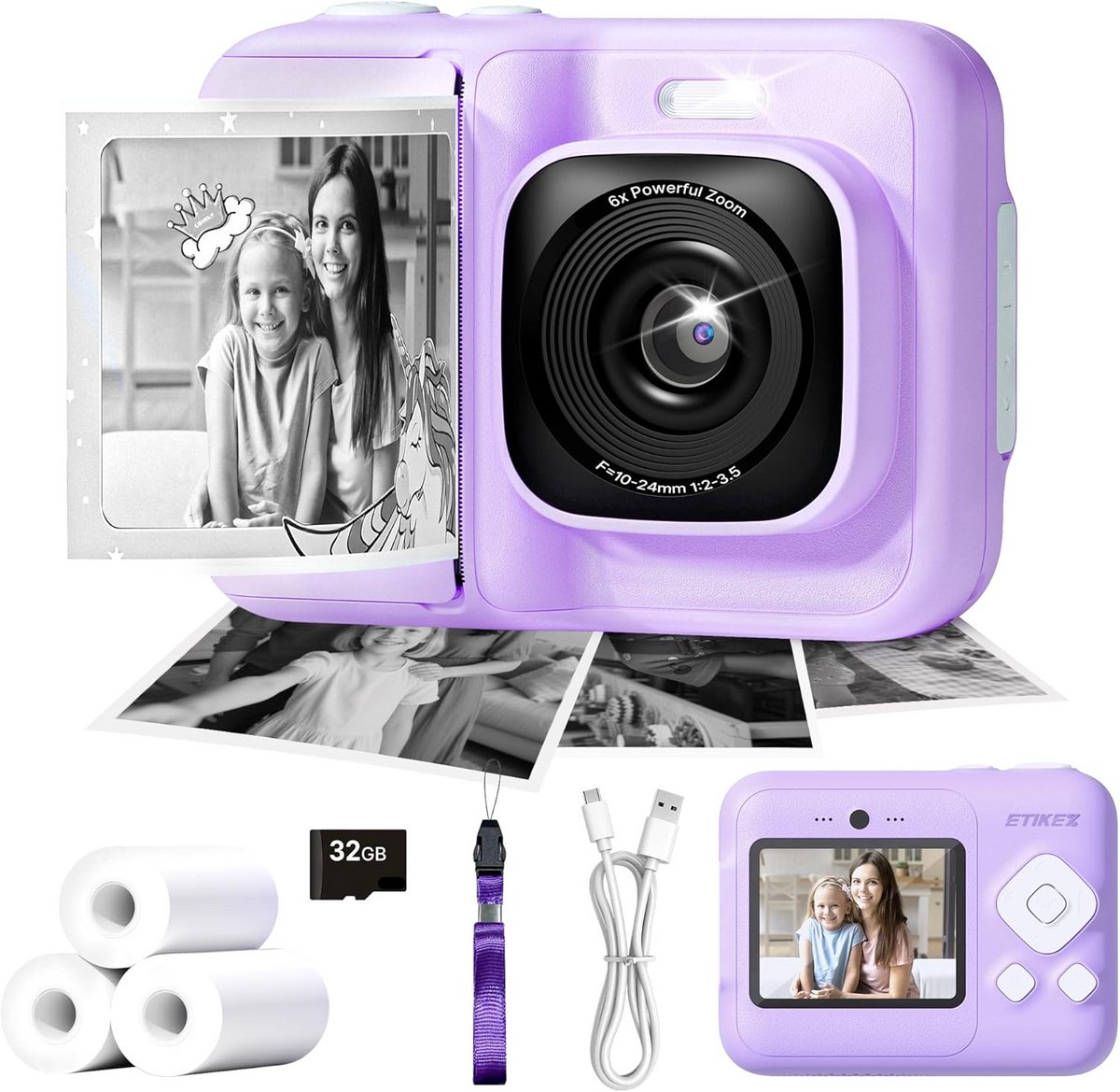 Digitale Instant Camera voor Kinderen - HD Afdrukken en Speelgoed met SD-kaart
