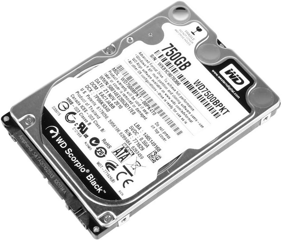 Interne Harde Schijf 2.5 inch 7200 RPM SATA II 16MB voor Laptops en Desktop PC's