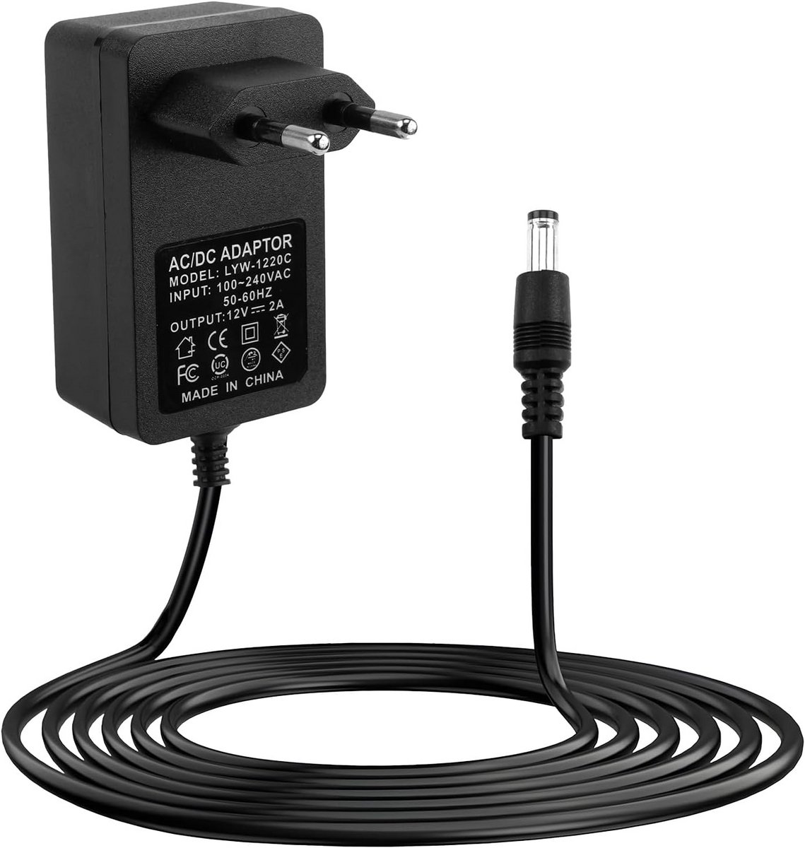 Universele 12V 2A Stroomadapter voor Elektronica, LCD Schermen en CCTV Camera's