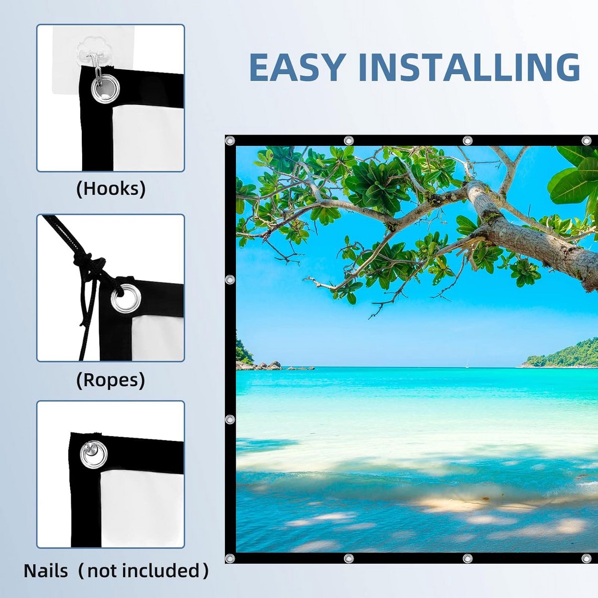 200 Inch 4K HD Projectorscherm 16:9 Wit PVC Ophangbaar Handmatige Bediening